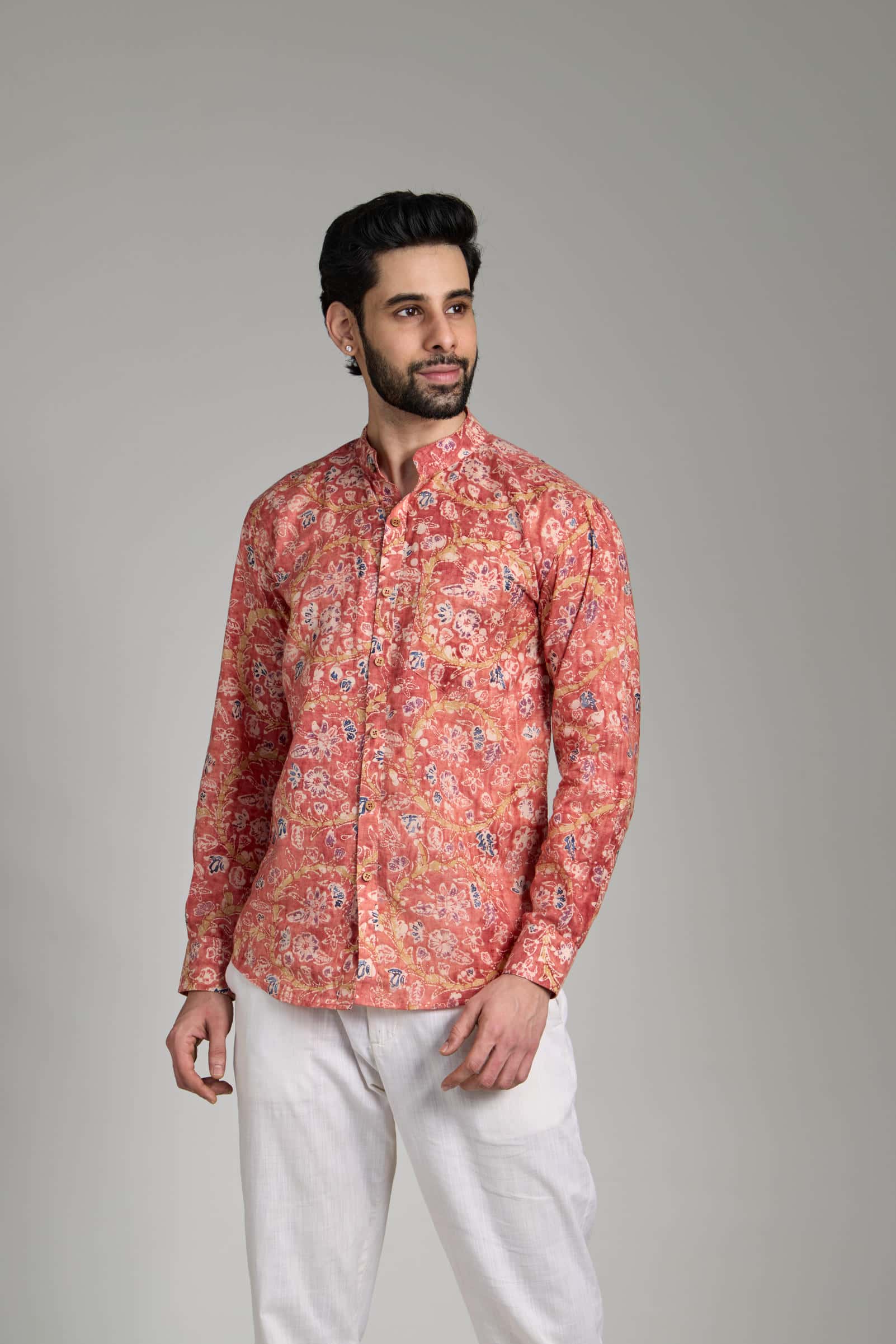 Floral Batik Block - FS I Mandarin collar