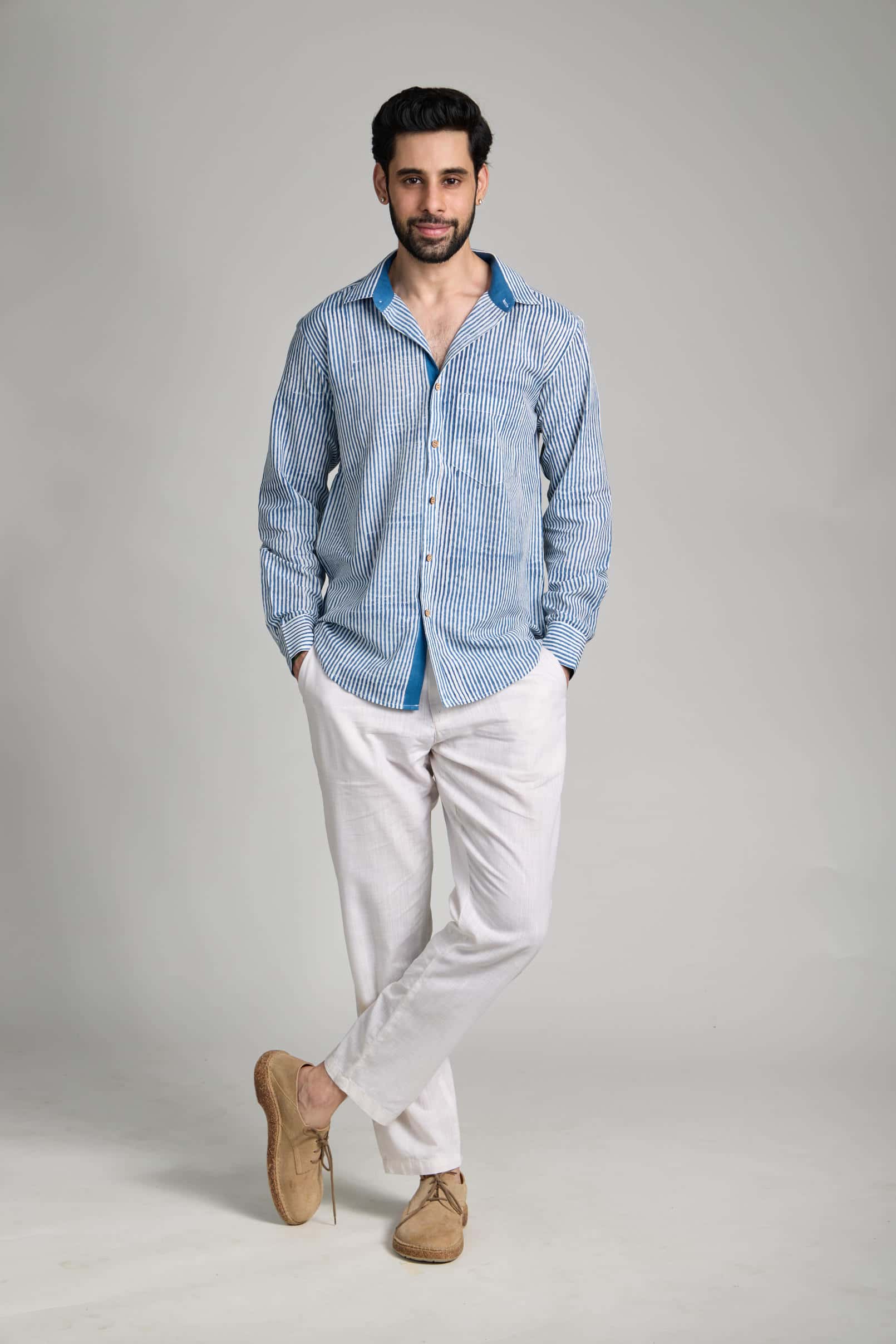 Uneven Stripes Indigo I Regular collar