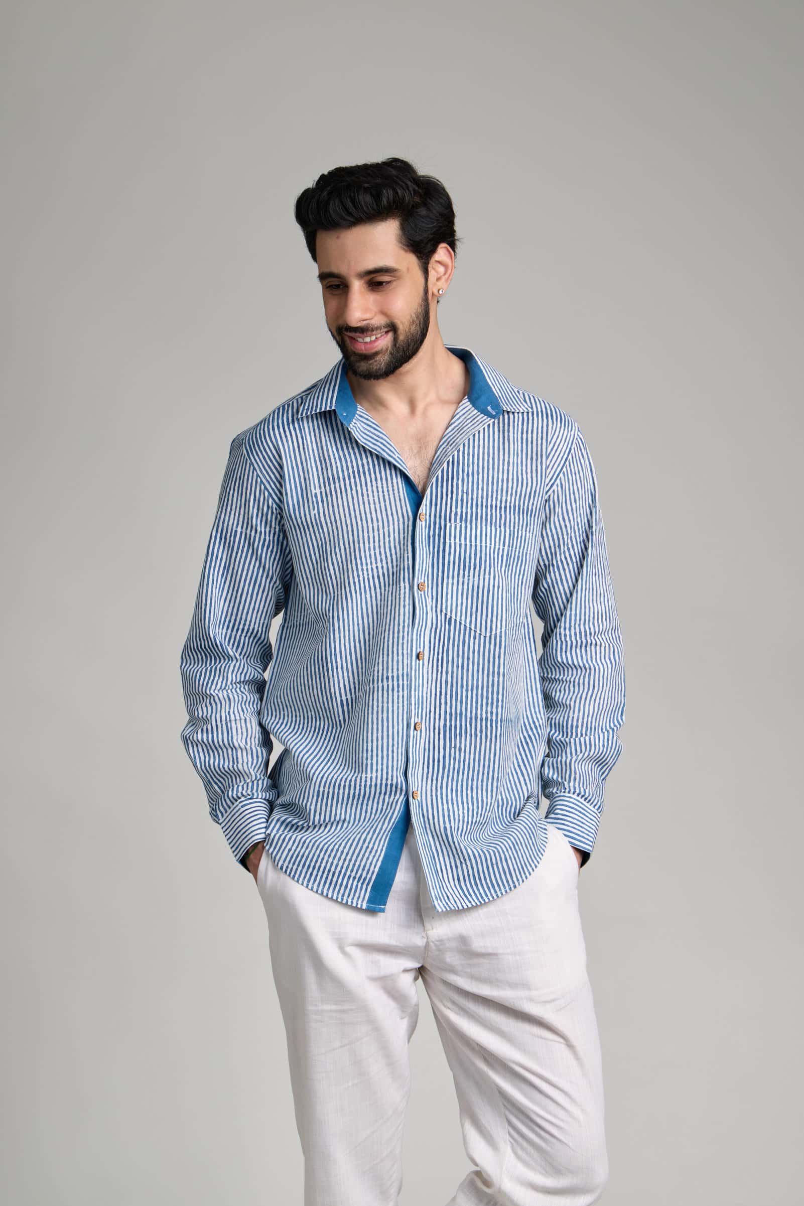 Uneven Stripes Indigo I Regular collar - Image 2